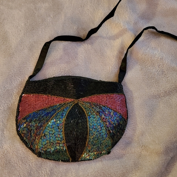 Vintage Handbags - Vintage Sequence and Satin Small sized cross body bag